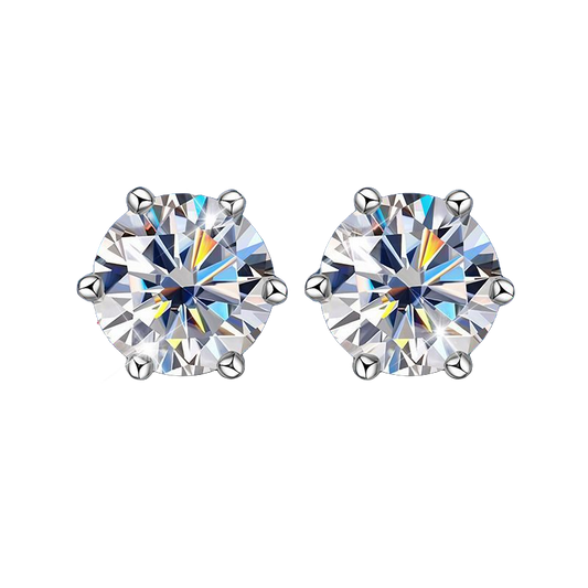 Classic Cut 2.0 CT 6-Prong Sliver S925 Earrings Anniversary Birthday Daily Wedding Elegant