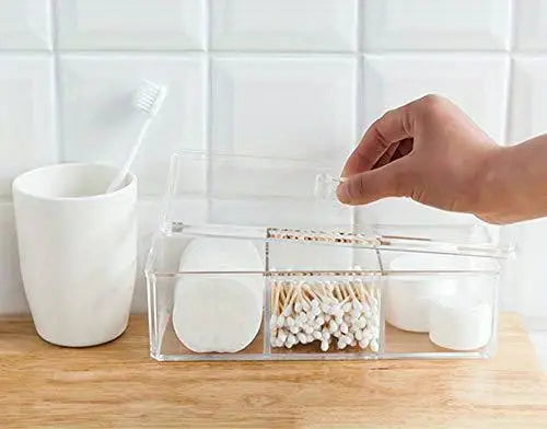 Clear Acrylic Three Compartment Jewelry Organizer Box