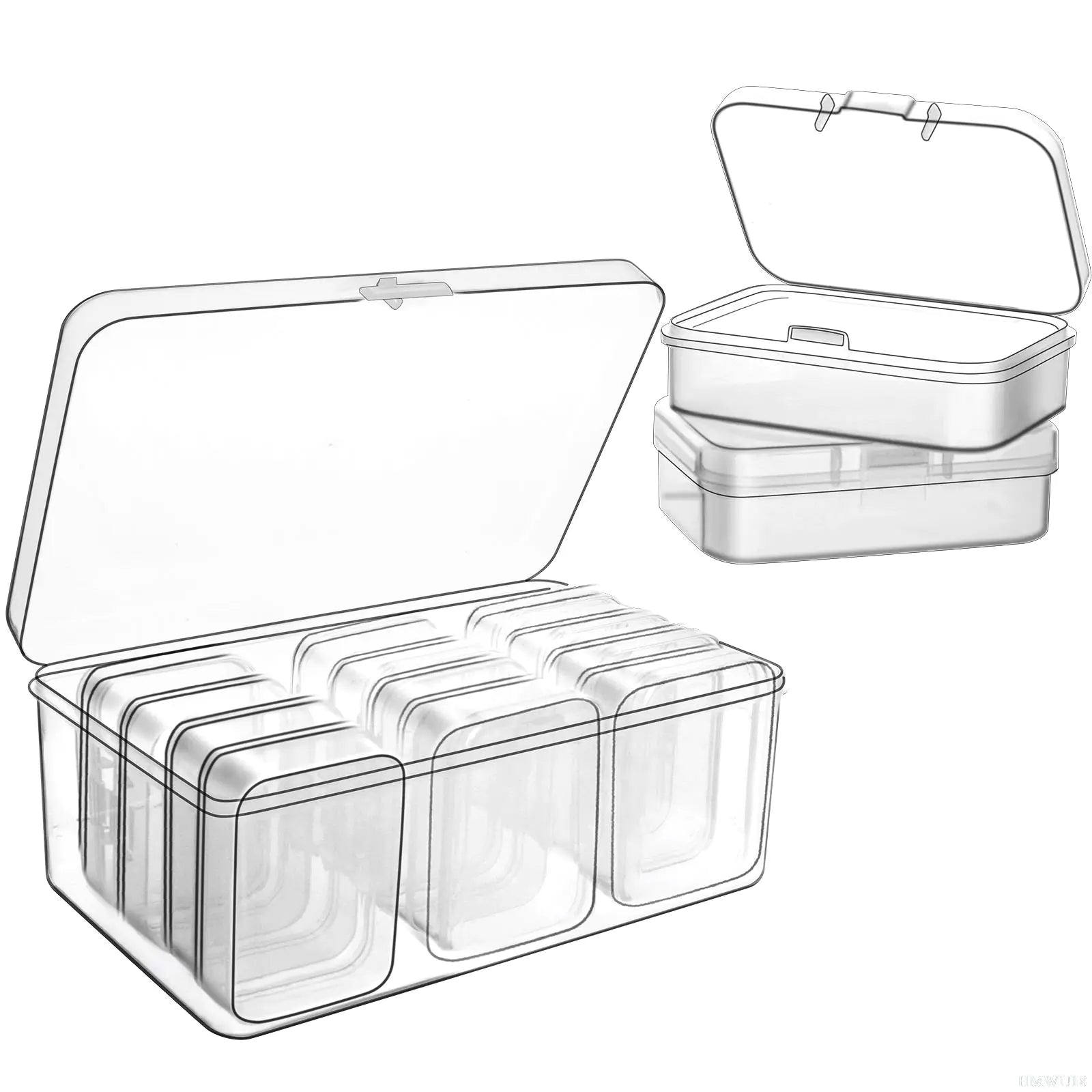 12 Pack Clear Plastic Storage Box Organizer Set
