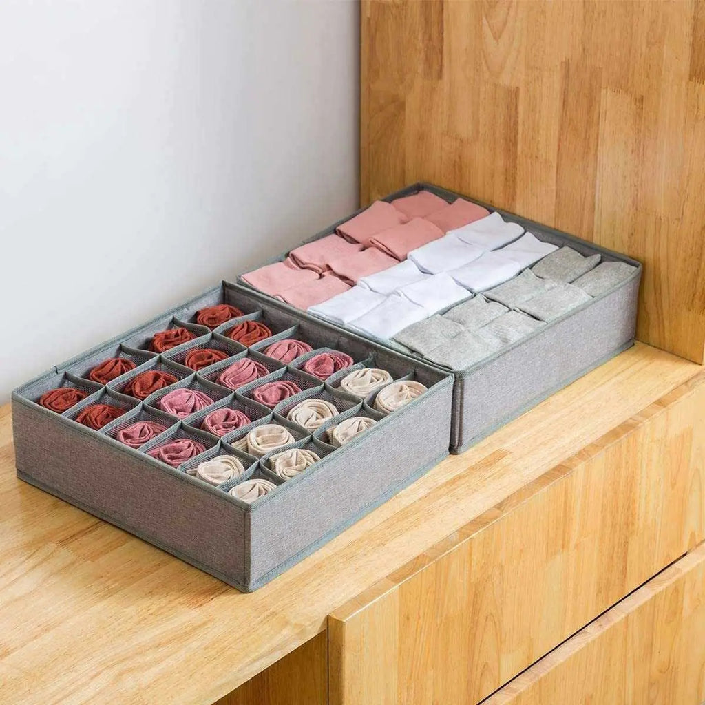Foldable 24-Grid Drawer Organizer for Socks and Lingerie