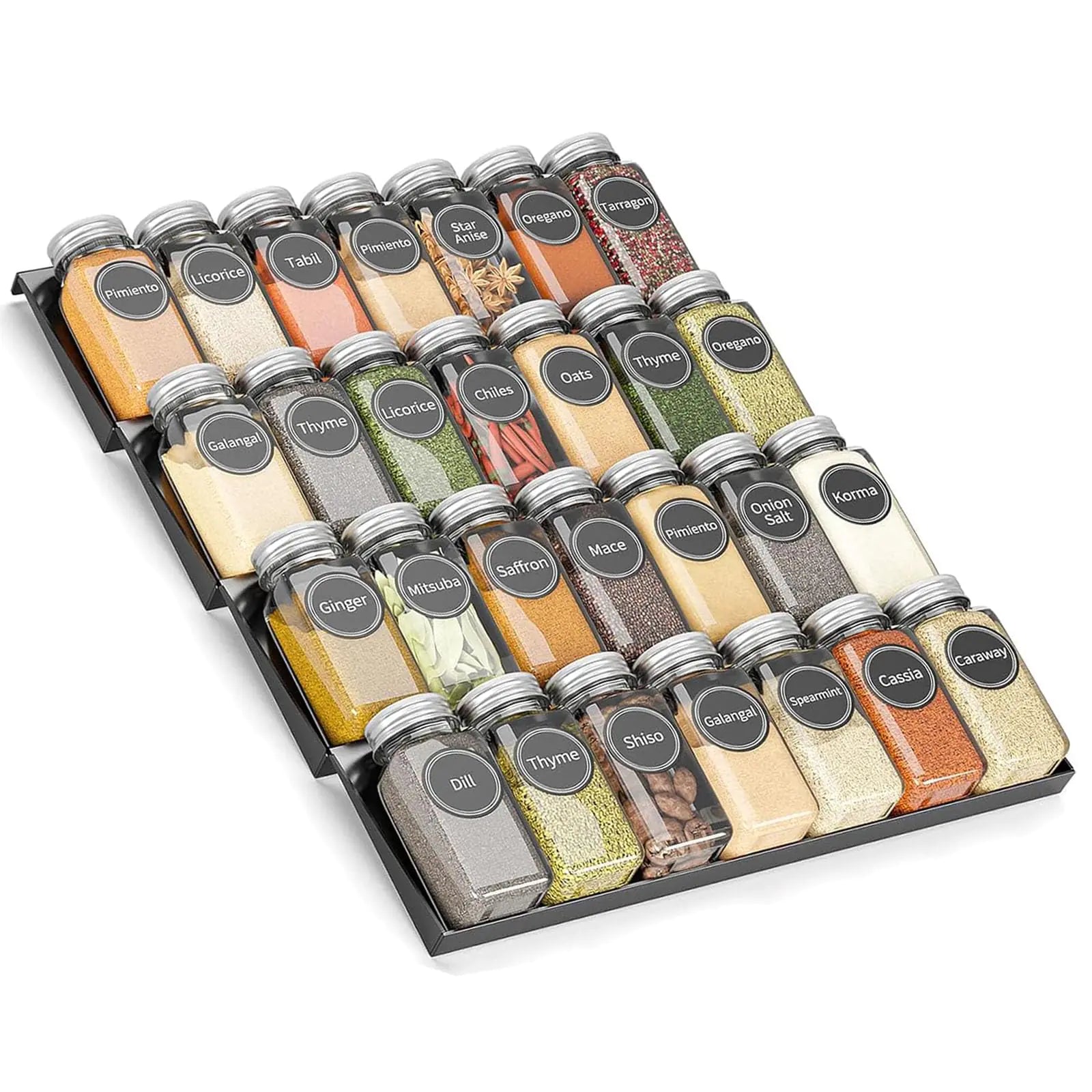 Spice Drawer Organizer 4 Tier Adjustable Spice Rack