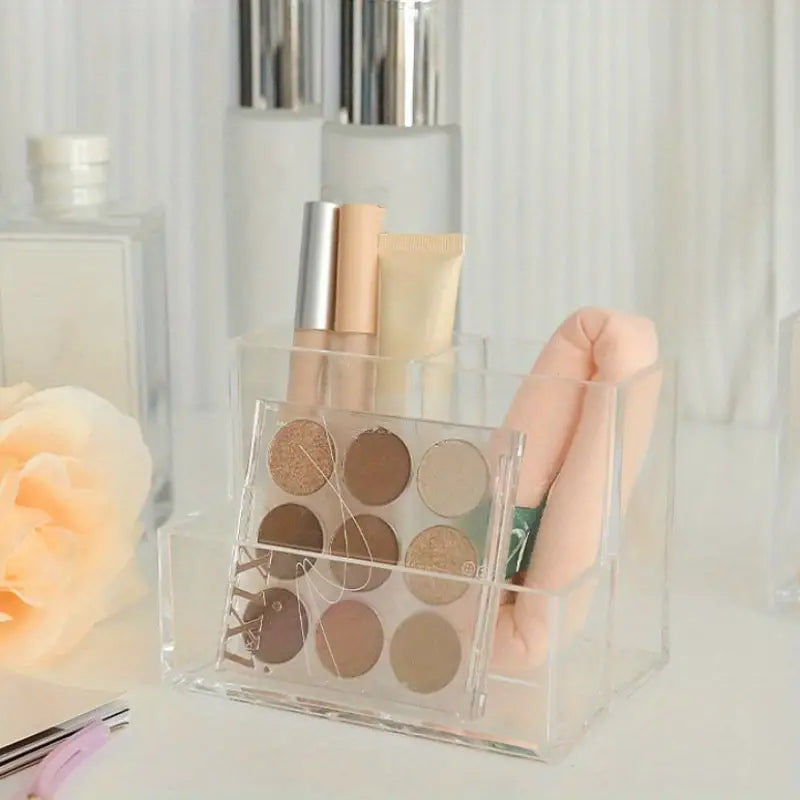 Clear Makeup Brush Holder and Cosmetic Organizer Box