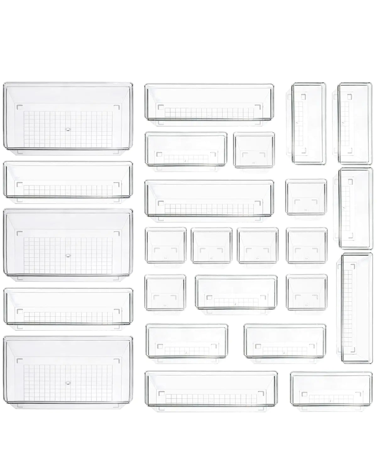 Clear Plastic Drawer Organizer Storage - 25Pcs