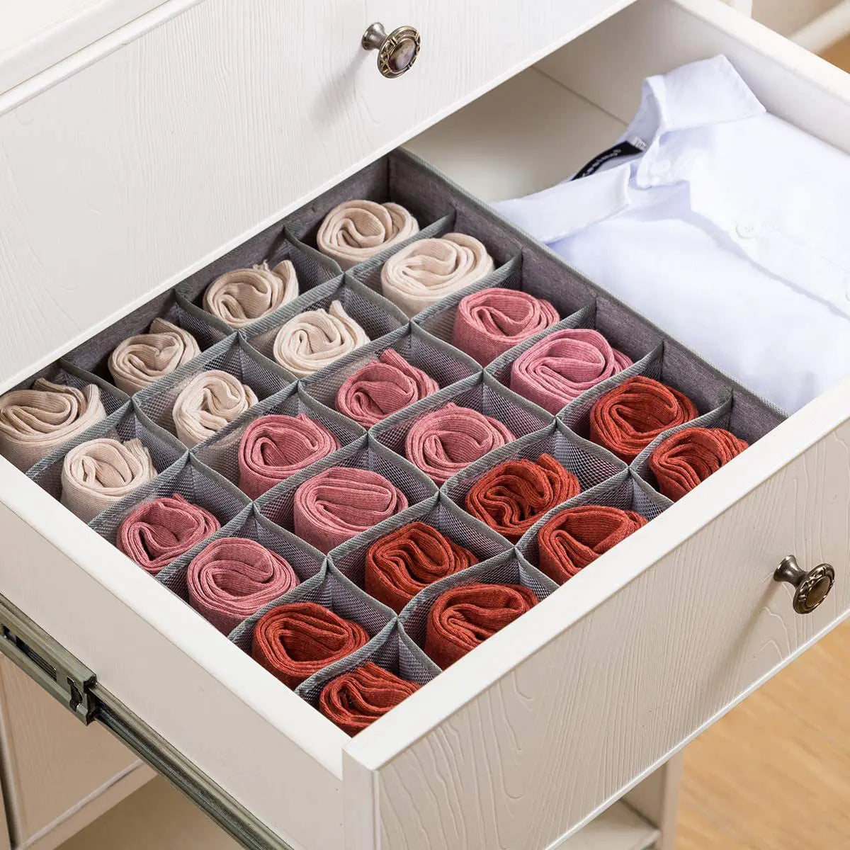 Foldable 24-Grid Drawer Organizer for Socks and Lingerie