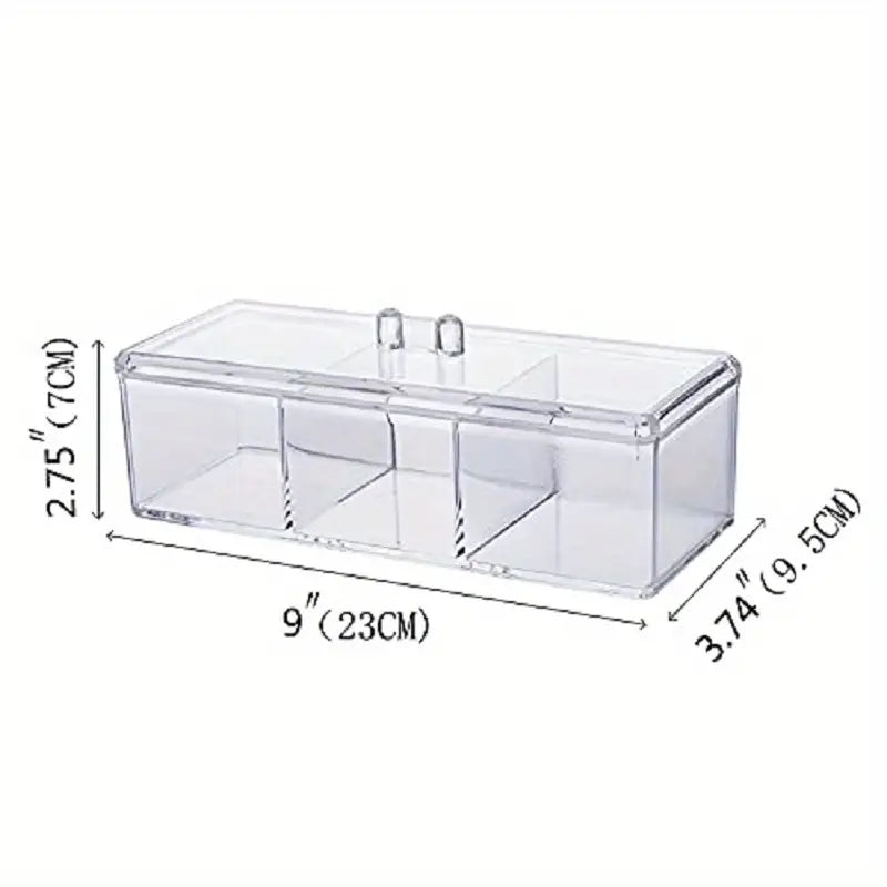 Clear Acrylic Three Compartment Jewelry Organizer Box