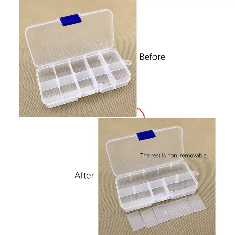 Clear 10-Grid Portable Jewelry Organizer Box