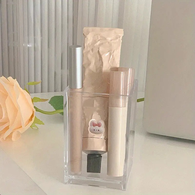 Clear Makeup Brush Holder and Cosmetic Organizer Box