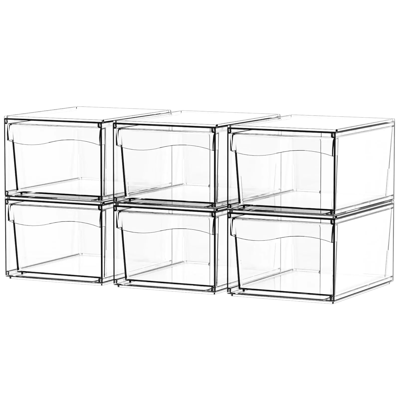 6 Pack Acrylic Drawer Organizer and Make Up Organizers and Storage