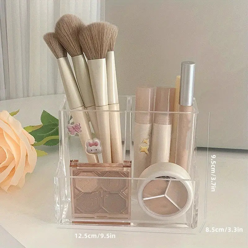 Clear Makeup Brush Holder and Cosmetic Organizer Box