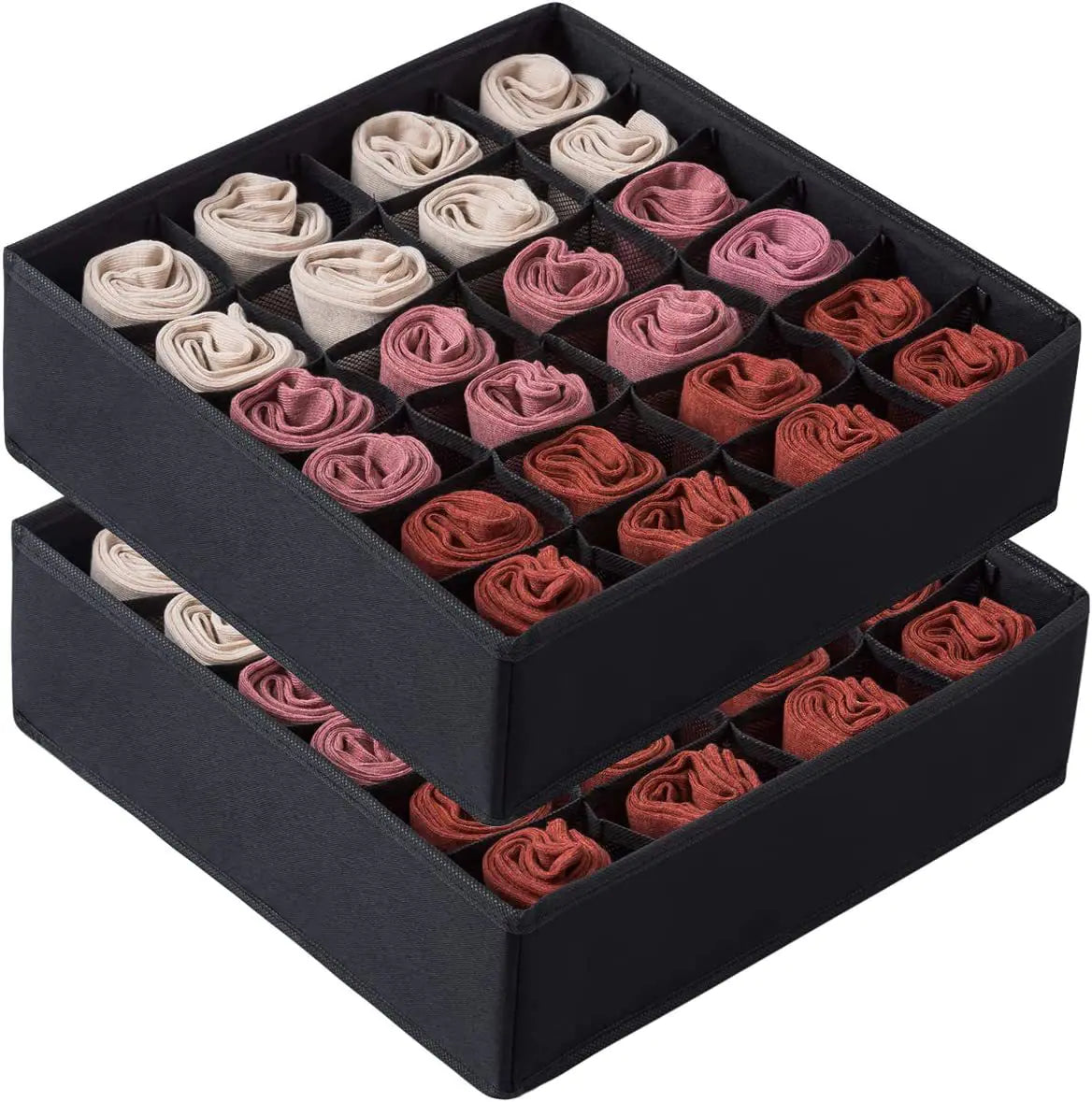 Foldable 24-Grid Drawer Organizer for Socks and Lingerie